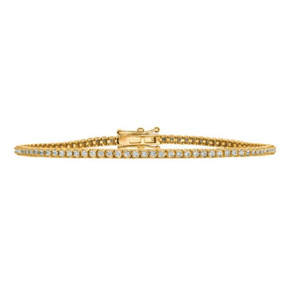 1.00 CT Natural Diamond Tennis Bracelet G SI 14K Yellow Gold